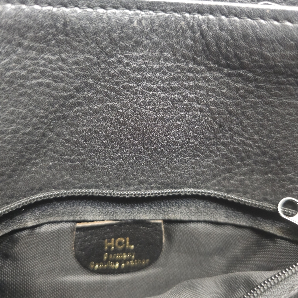 Vintage Rare HCL Germany Triangle Backpack Made In Italy Black Leather EUC! - Picture 3 of 6